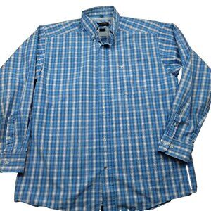 Ariat Mens L‎ Button Down Shirt Plaid Long Sleeve Western Equestrian